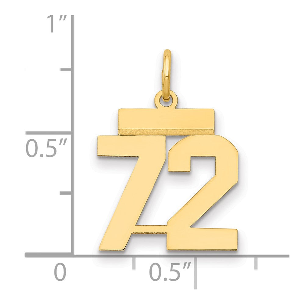 14k Small Polished Number 72 Charm
