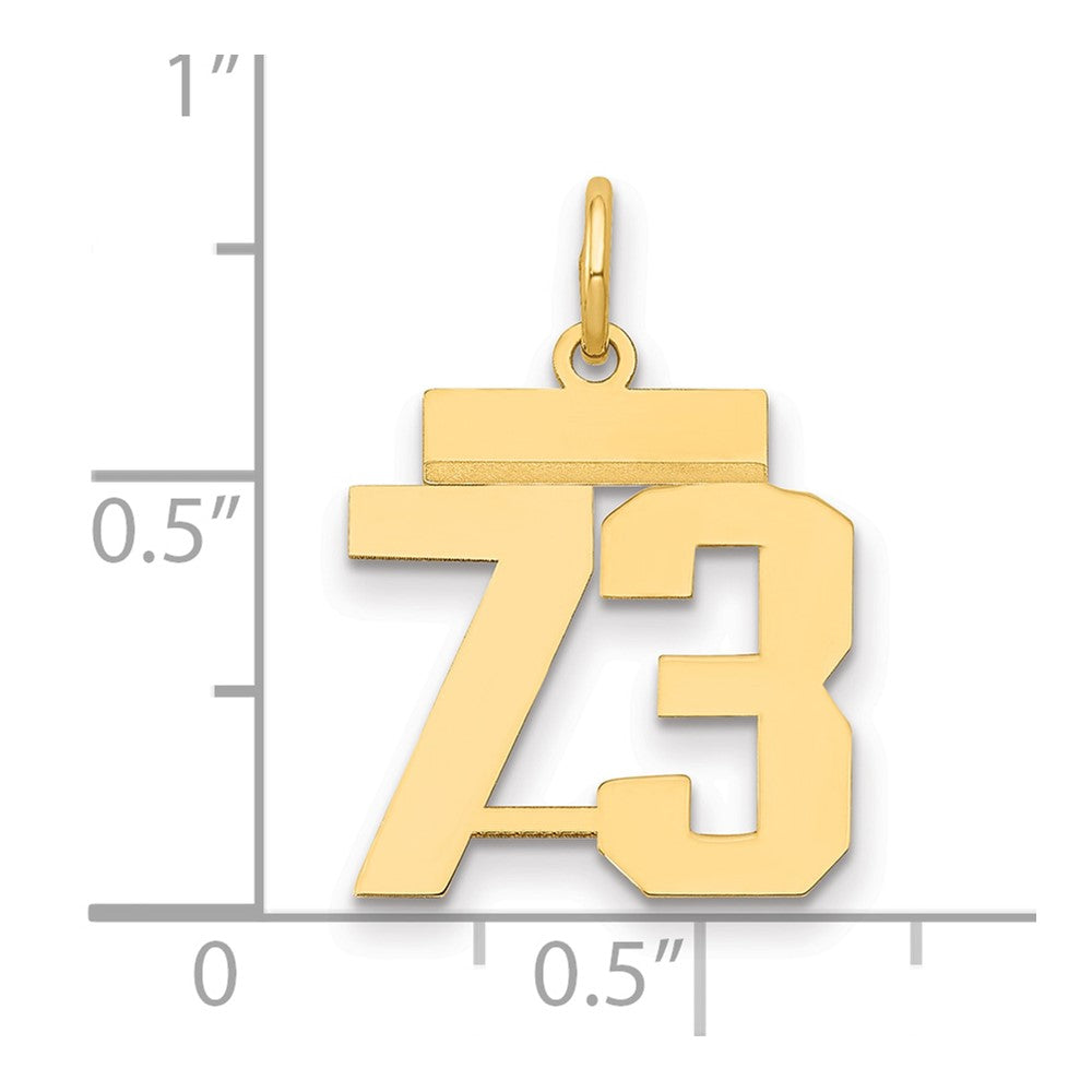 14k Small Polished Number 73 Charm