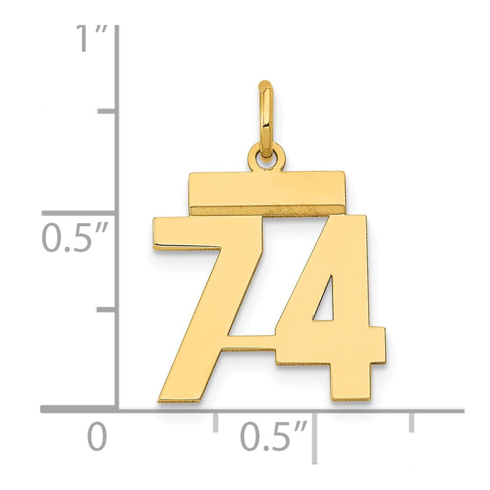 14k Small Polished Number 74 Charm