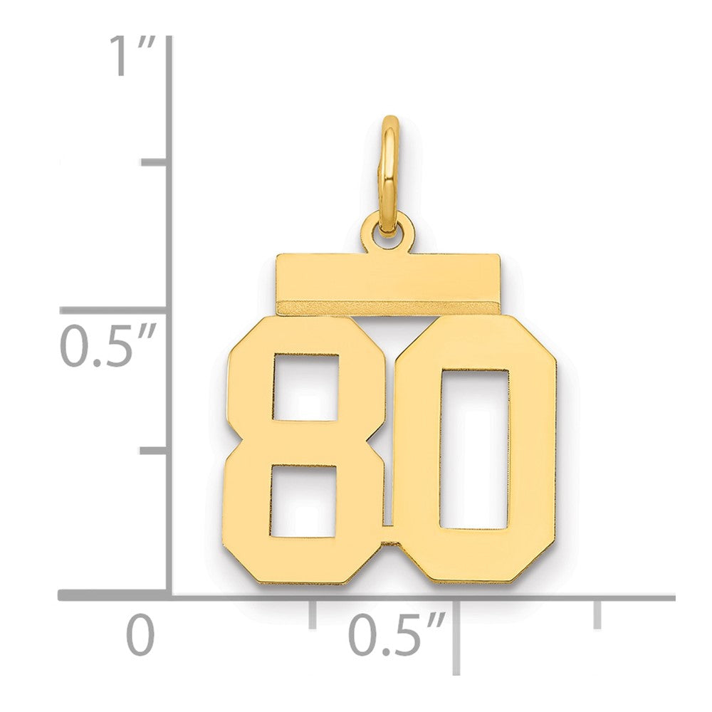14k Small Polished Number 80 Charm