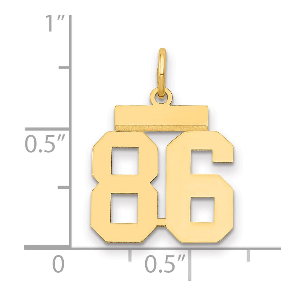 14k Small Polished Number 86 Charm
