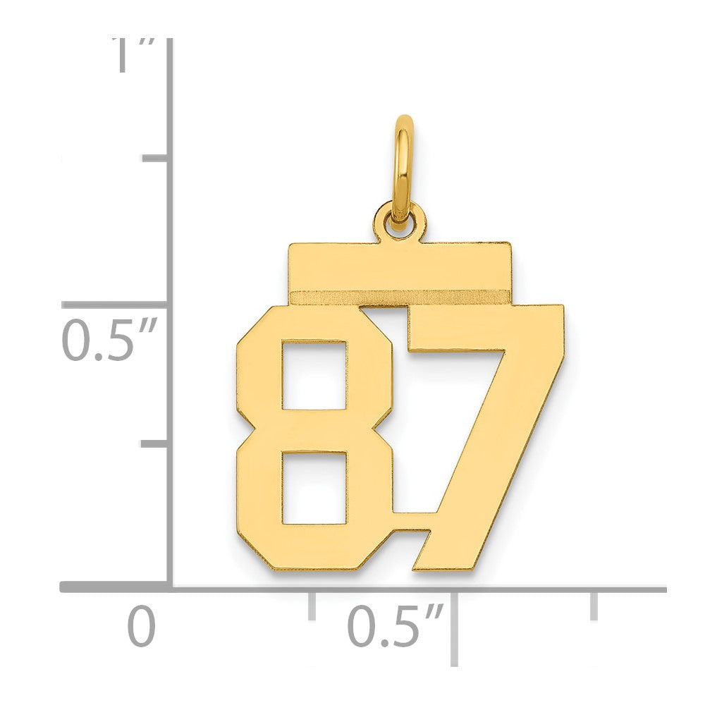 14k Small Polished Number 87 Charm