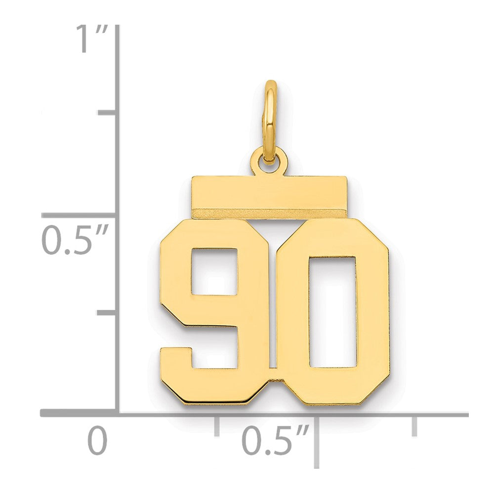 14k Small Polished Number 90 Charm