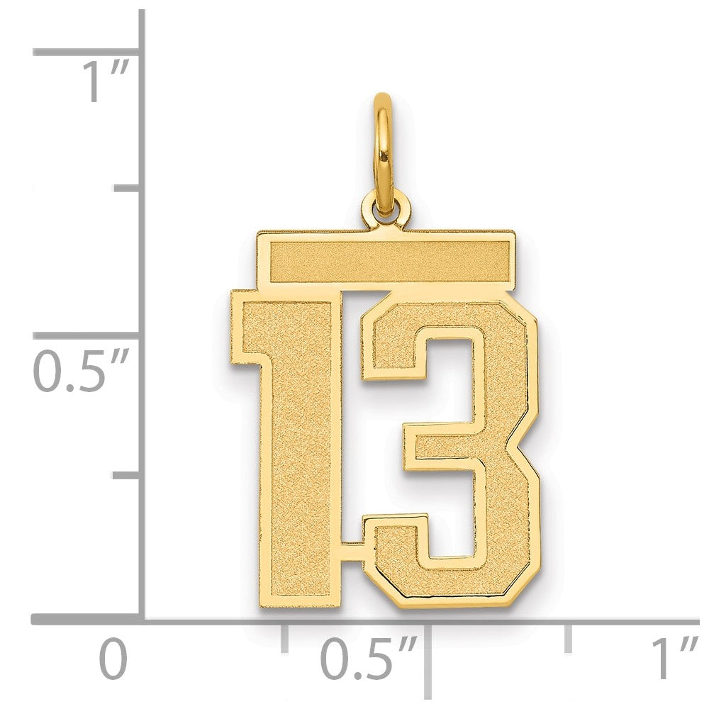 10k Medium Satin Number 13 Charm