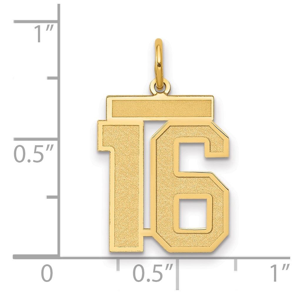 10k Medium Satin Number 16 Charm