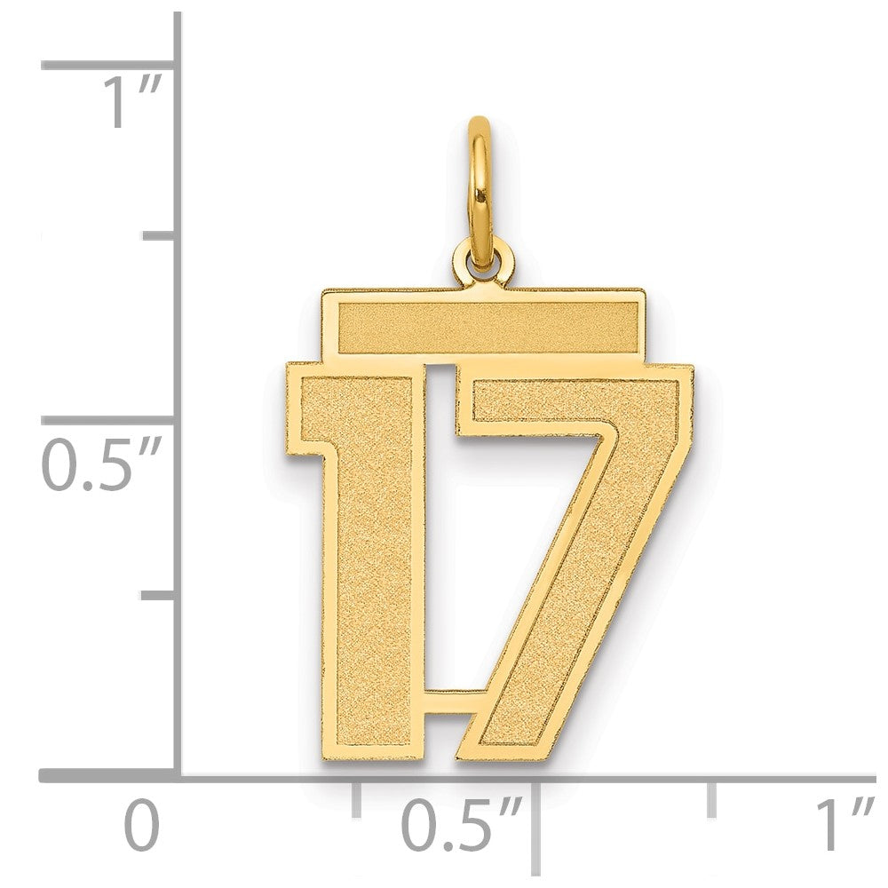 10k Medium Satin Number 17 Charm