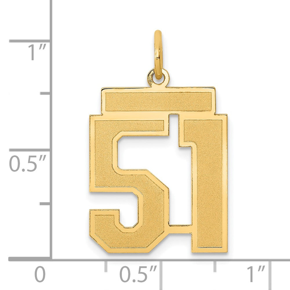14k Medium Satin Number 51 Charm