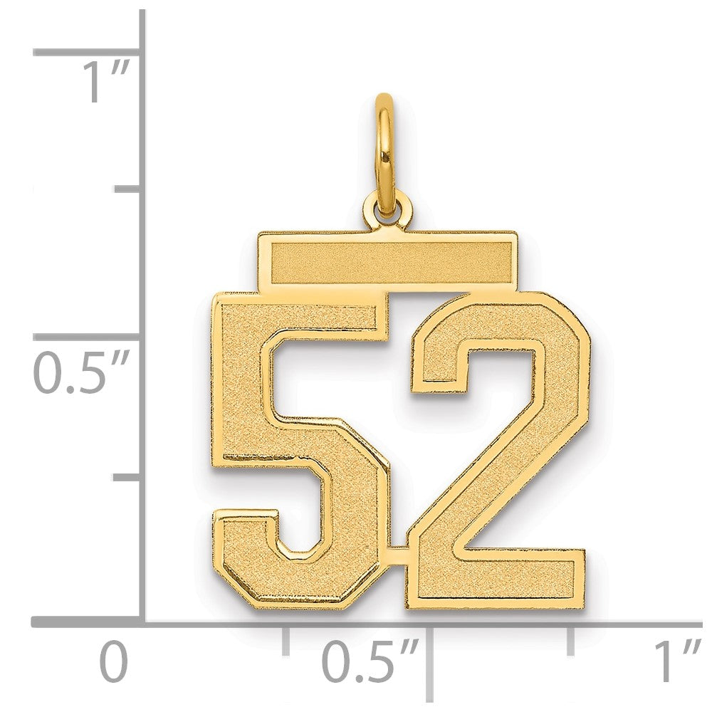 14k Medium Satin Number 52 Charm