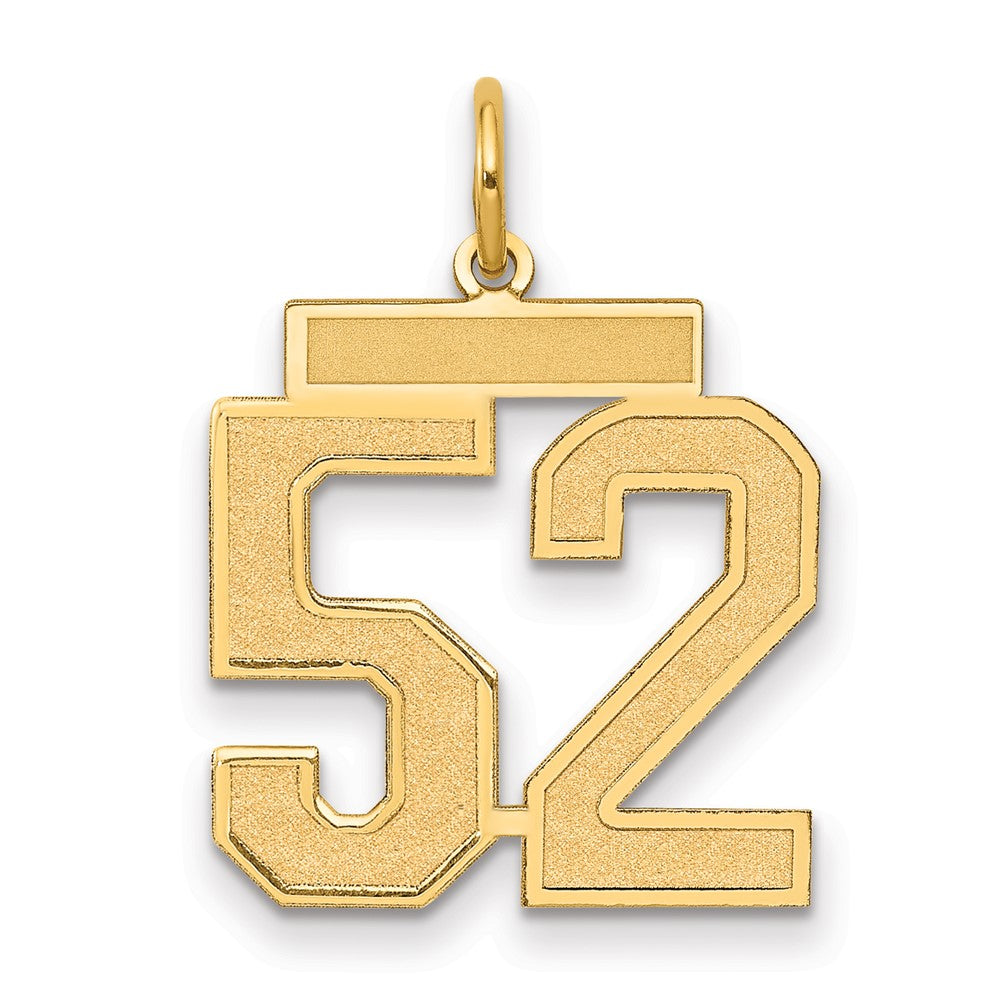 14k Medium Satin Number 52 Charm