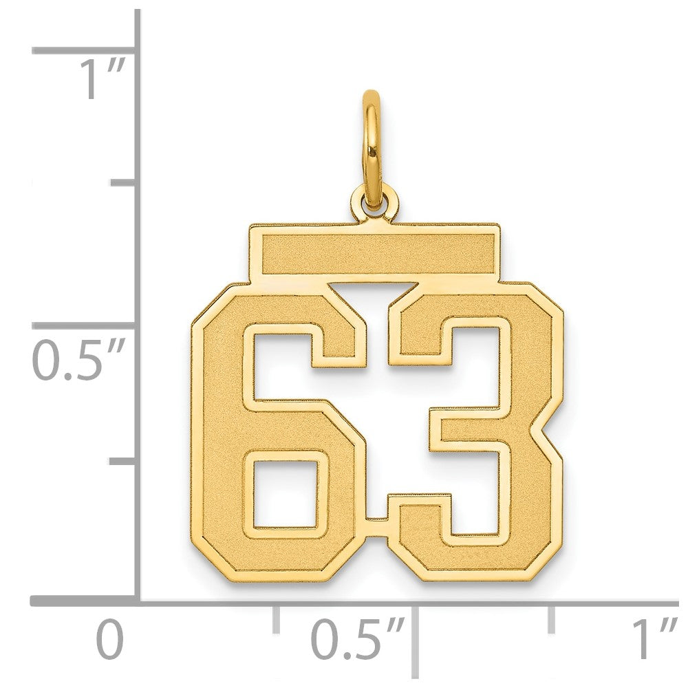 14k Medium Satin Number 63 Charm