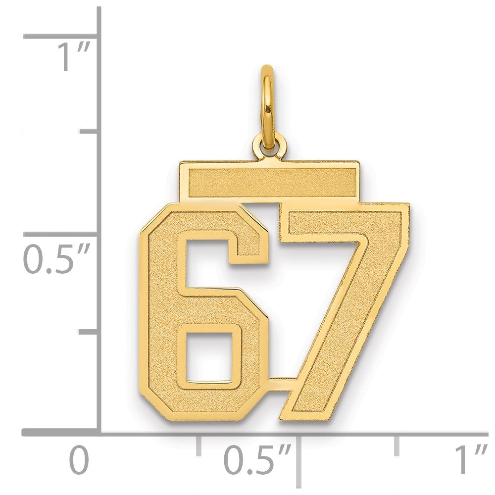 14k Medium Satin Number 67 Charm