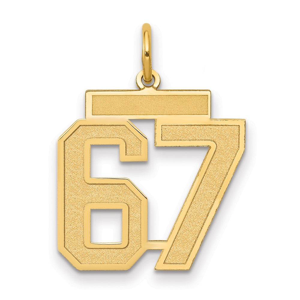 14k Medium Satin Number 67 Charm