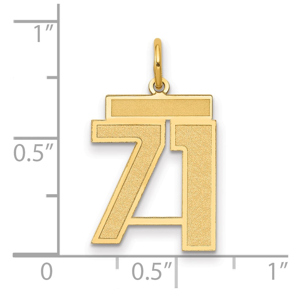 14k Medium Satin Number 71 Charm