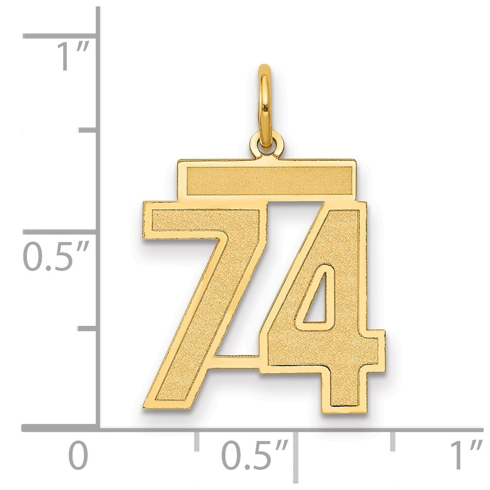 10k Medium Satin Number 74 Charm