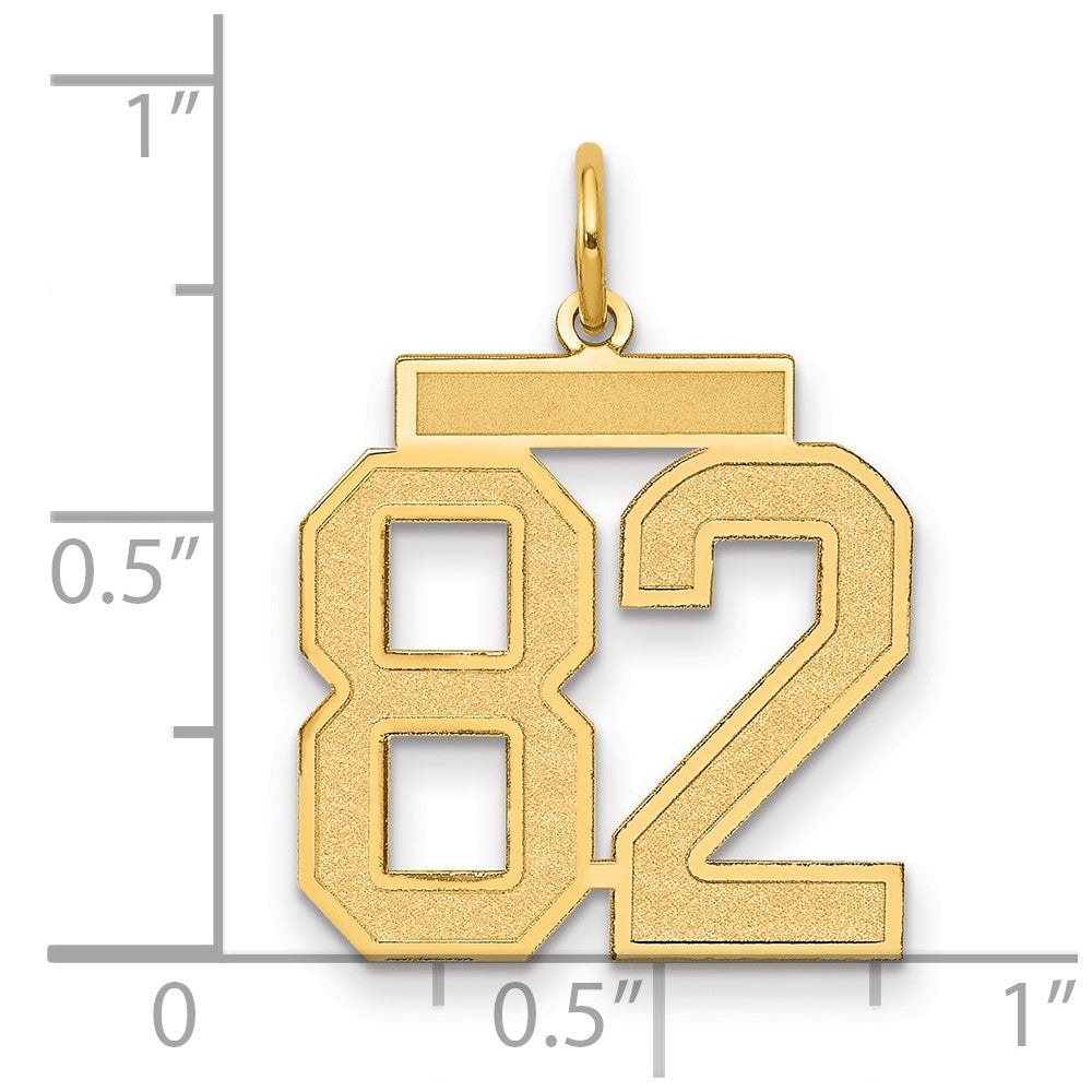 14k Medium Satin Number 82 Charm