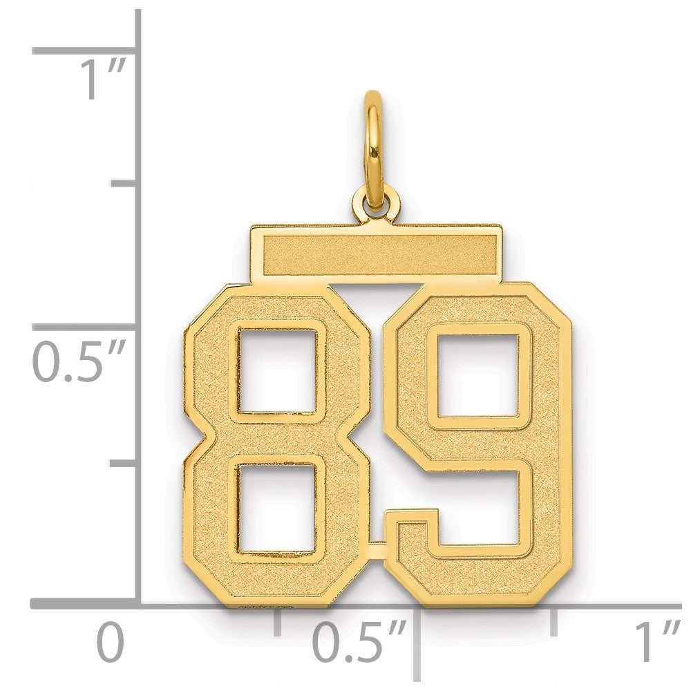 14k Medium Satin Number 89 Charm