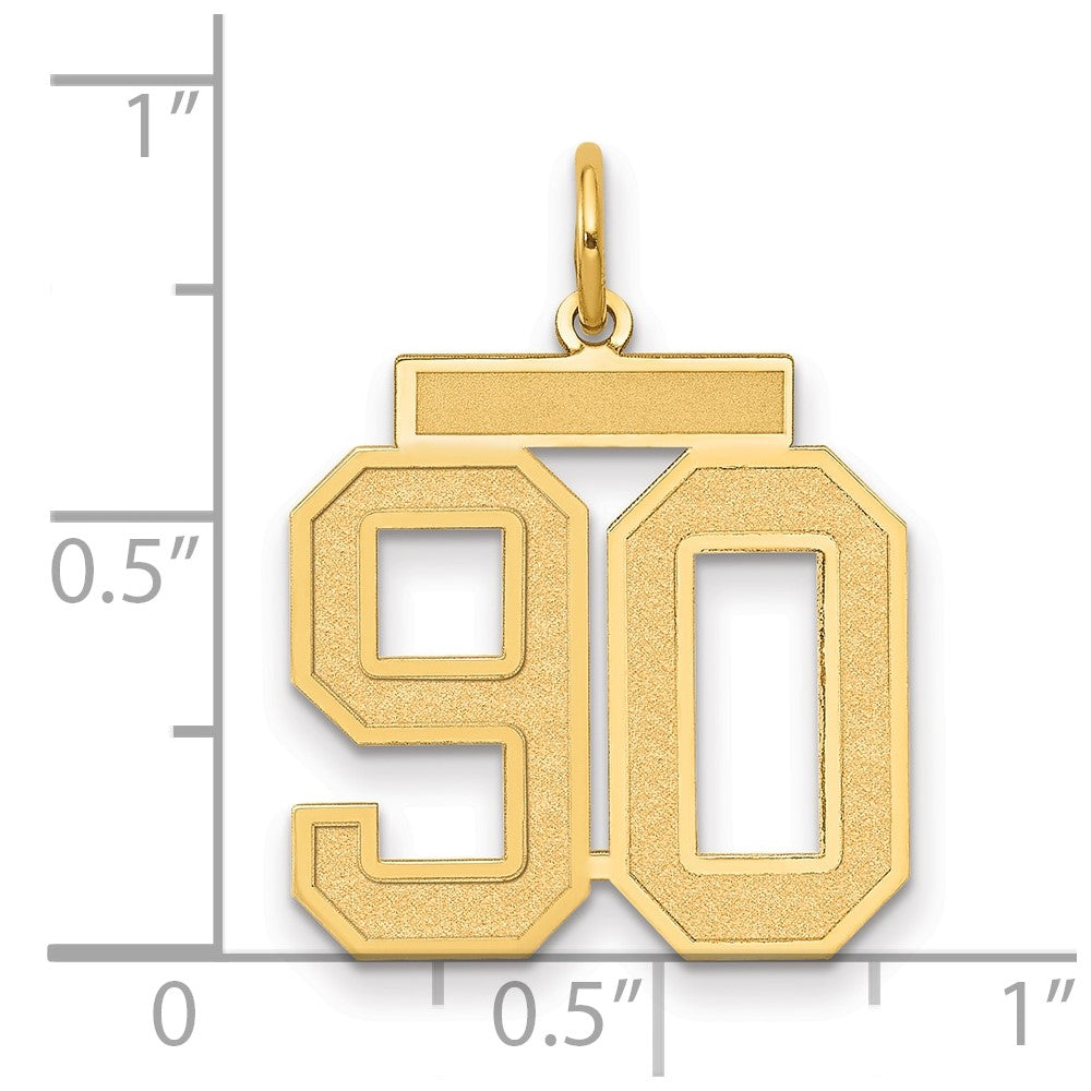 14k Medium Satin Number 90 Charm