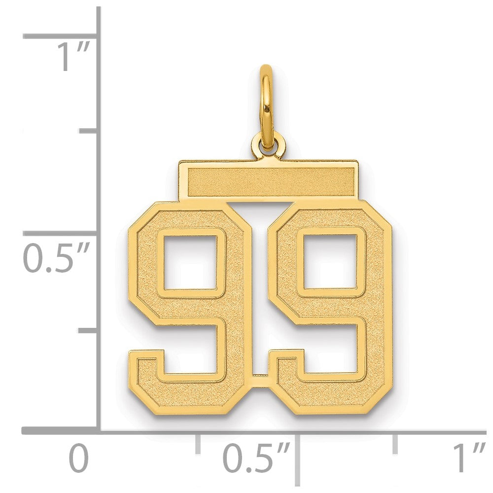 14k Medium Satin Number 99 Charm