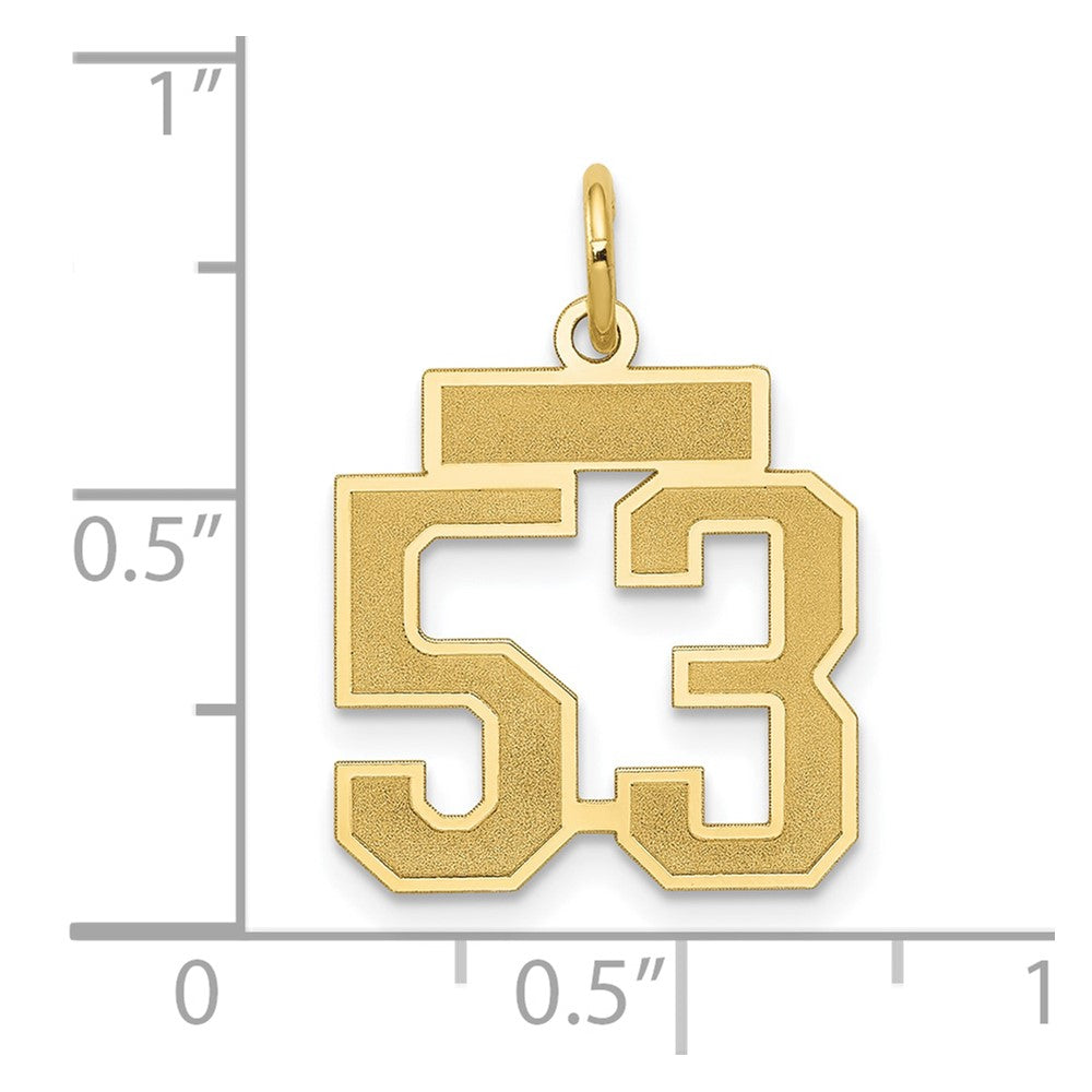 14k Small Satin Number 53 Charm