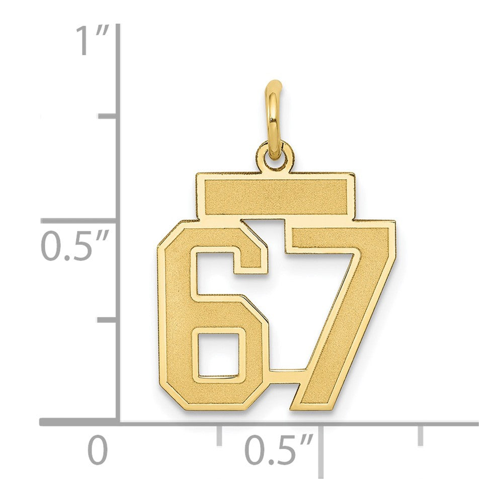 10k Small Satin Number 67 Charm