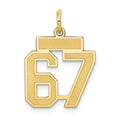 10k Small Satin Number 67 Charm