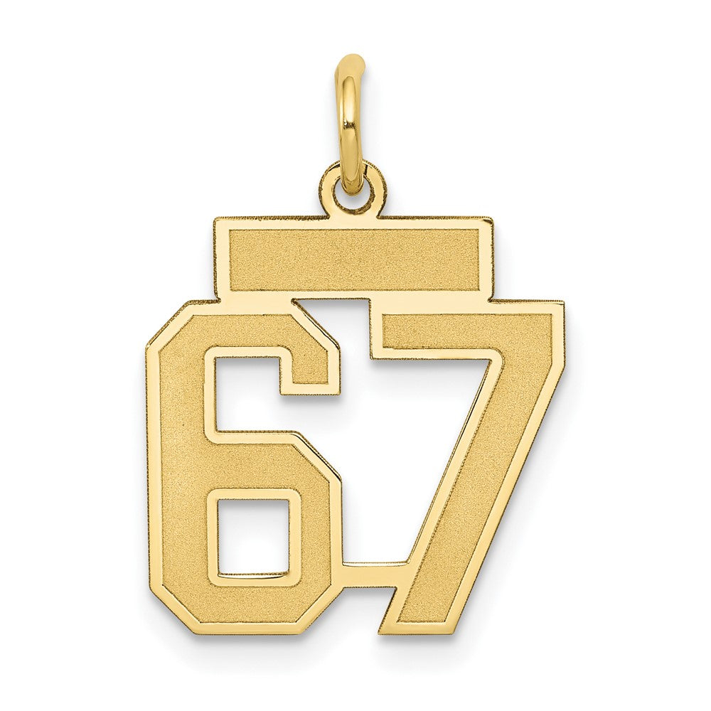 10k Small Satin Number 67 Charm