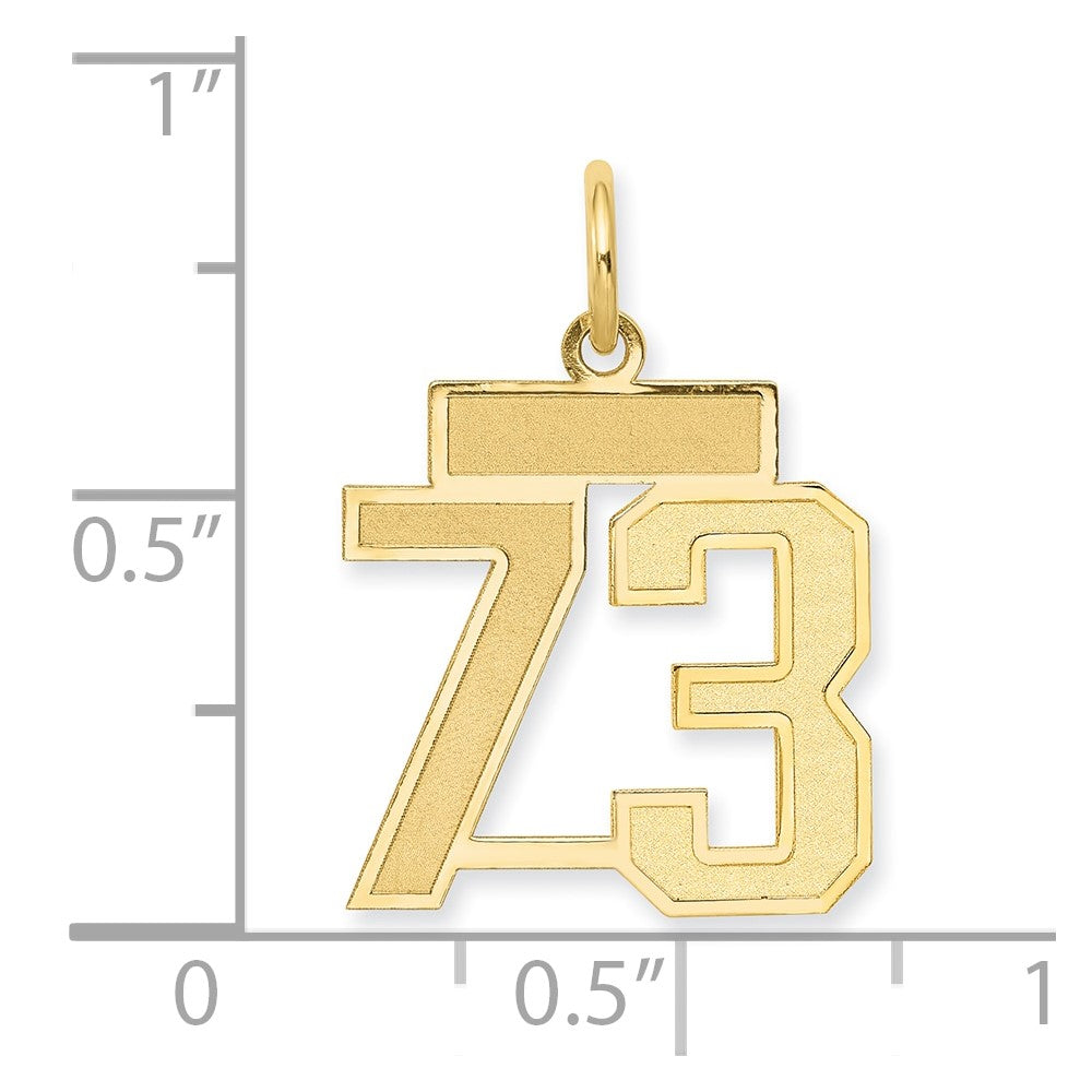 14k Small Satin Number 73 Charm