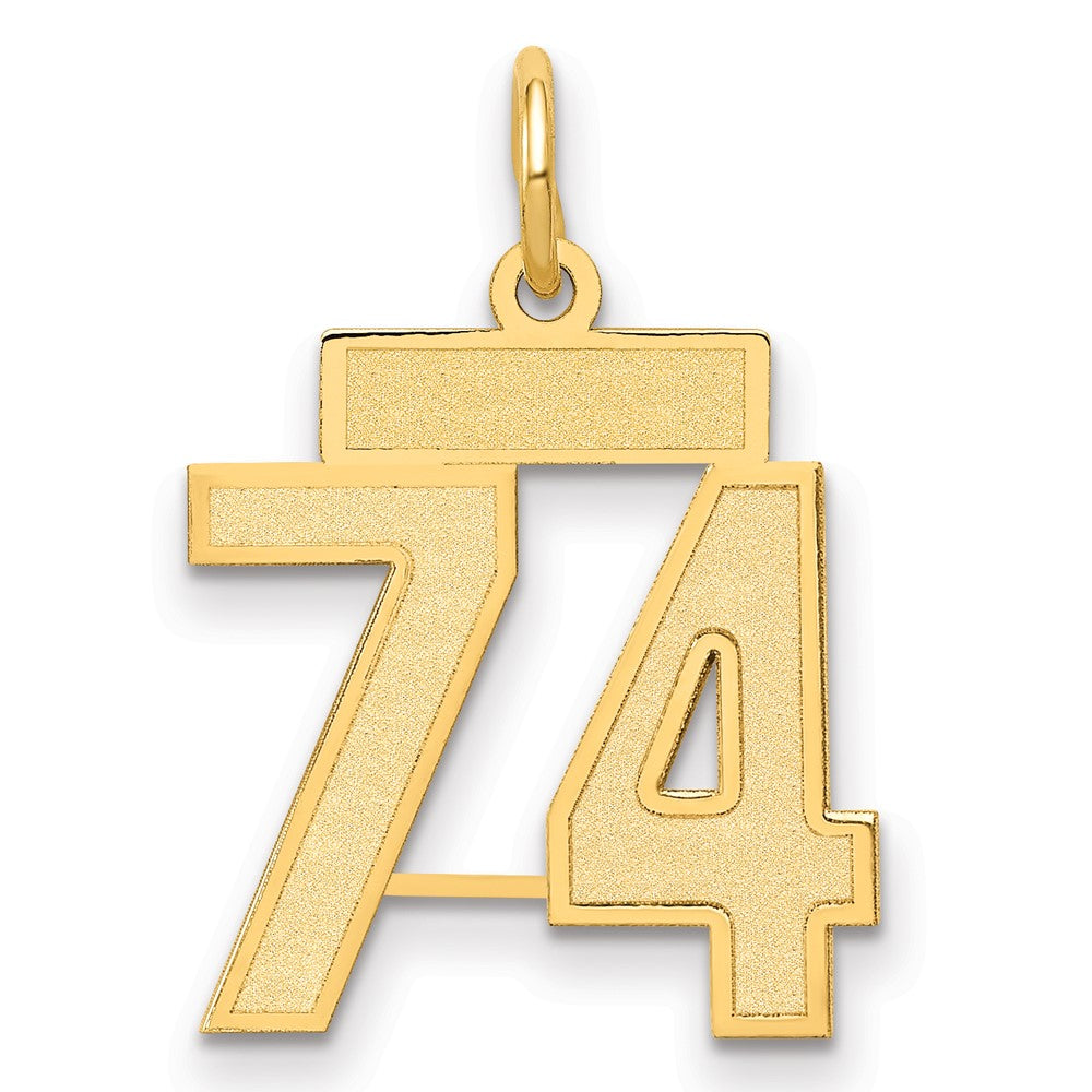 14k Small Satin Number 74 Charm