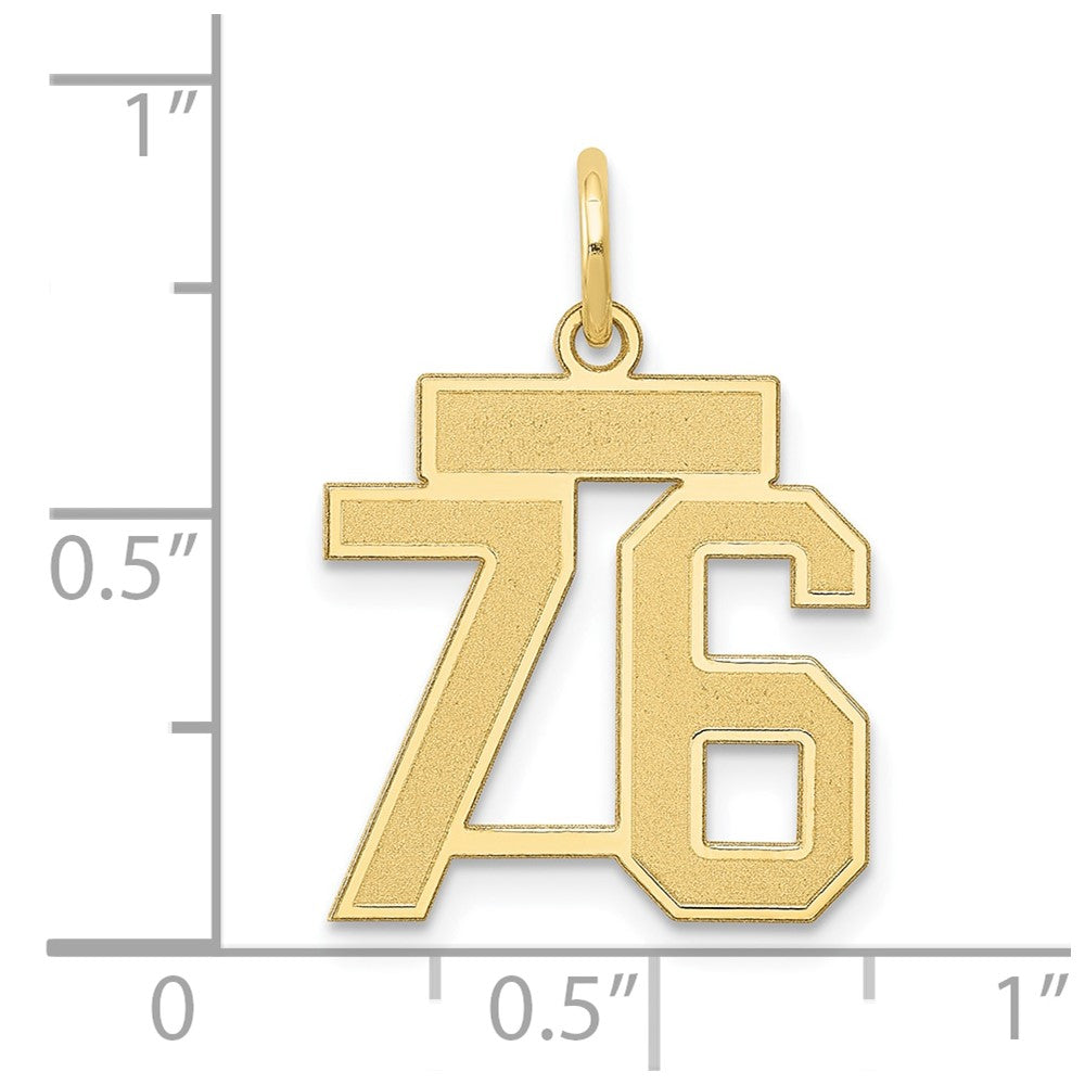 14k Small Satin Number 76 Charm
