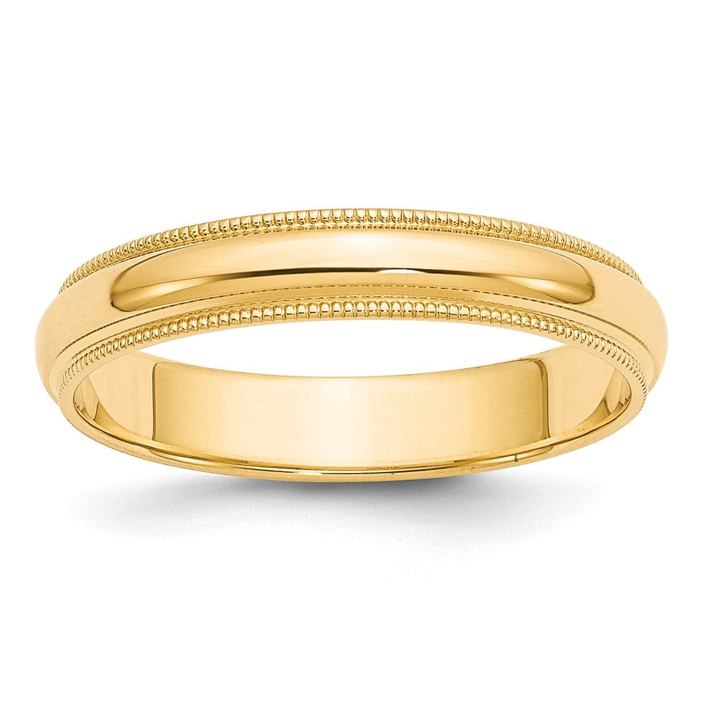14KY 4mm Milgrain Half Round Band