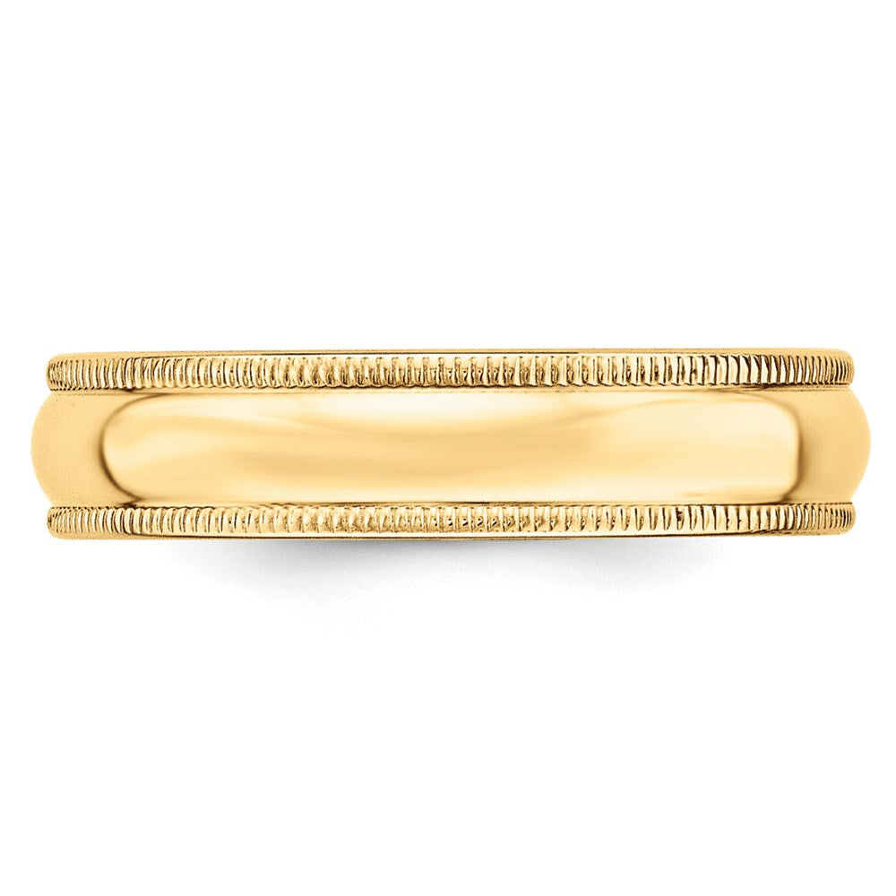 14KY 5mm Milgrain Half Round Band