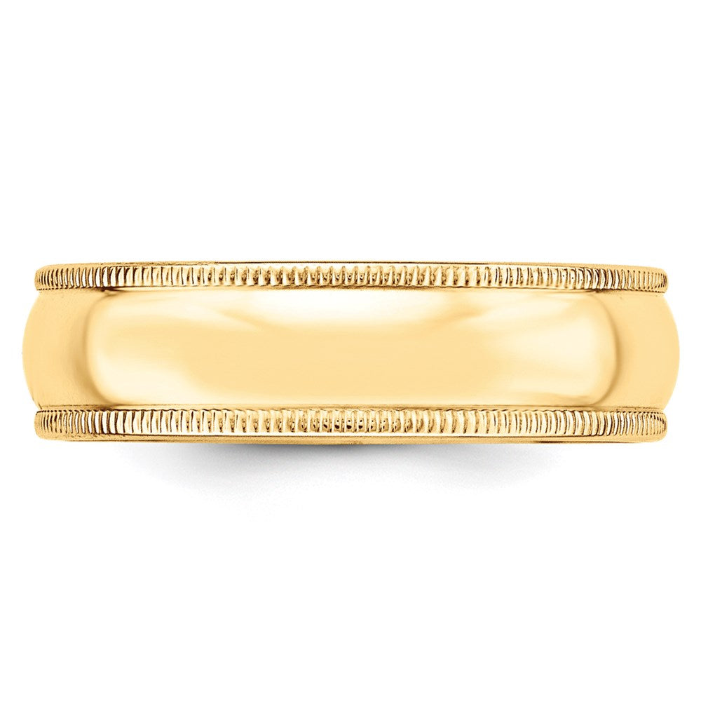 14KY 6mm Milgrain Half Round Band