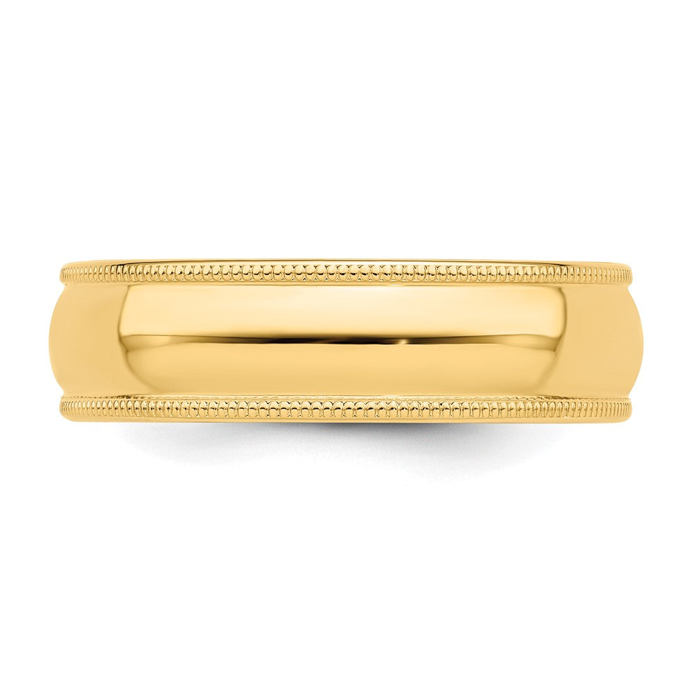14KY 6mm Milgrain Half Round Band