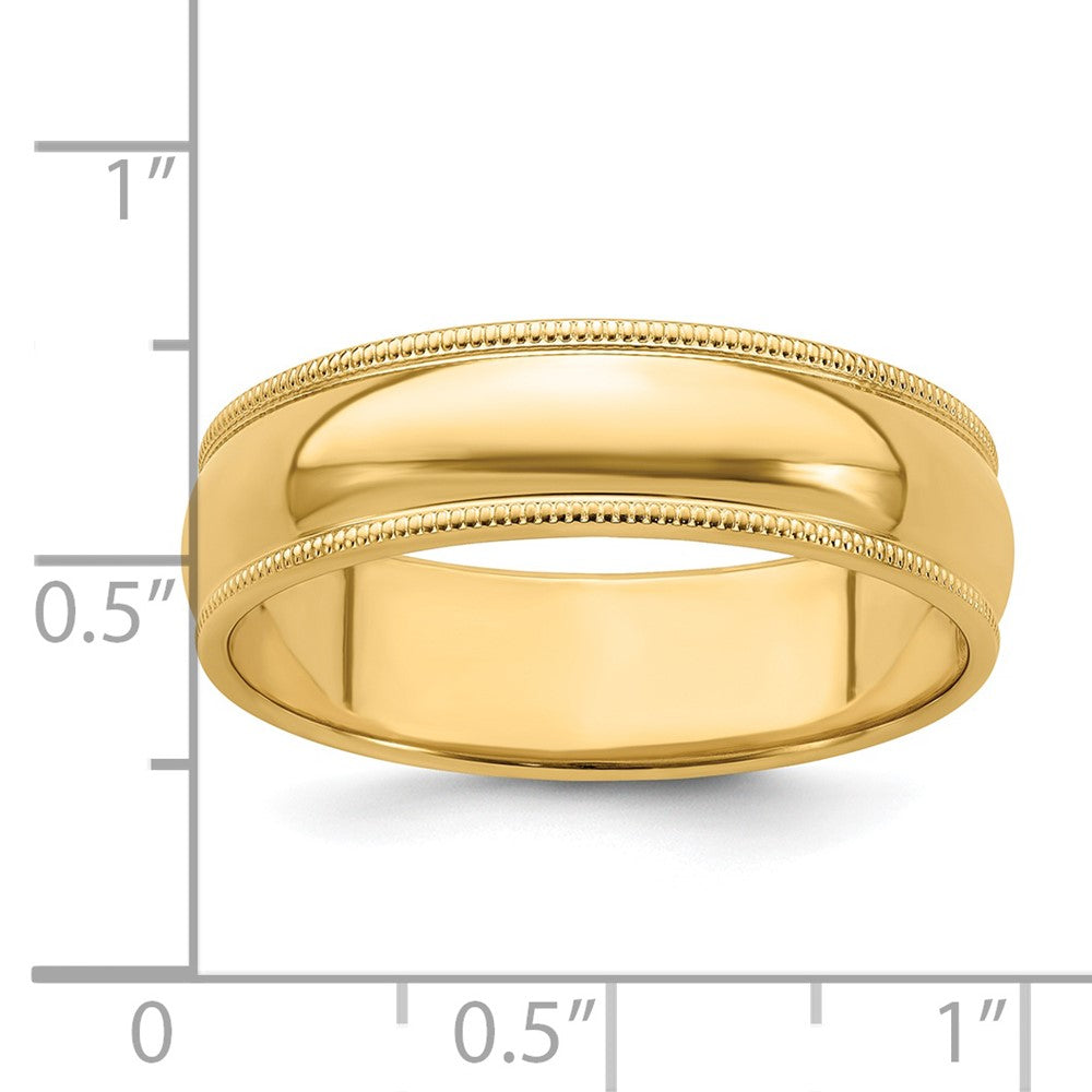 Sterling Silver Gold-plated 6mm Half Round Milgrain Band