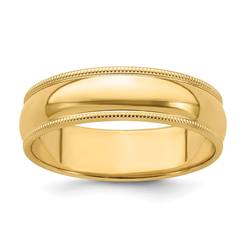 Sterling Silver Gold-plated 6mm Half Round Milgrain Band