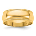 14KY 7mm Milgrain Half Round Band