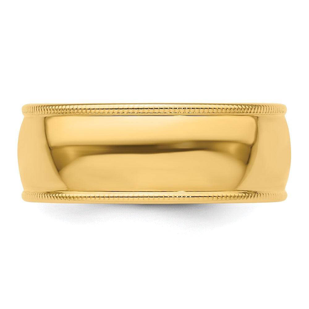 14KY 8mm Milgrain Half Round Band