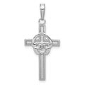 14k White Gold Polished Claddagh Cross Pendant