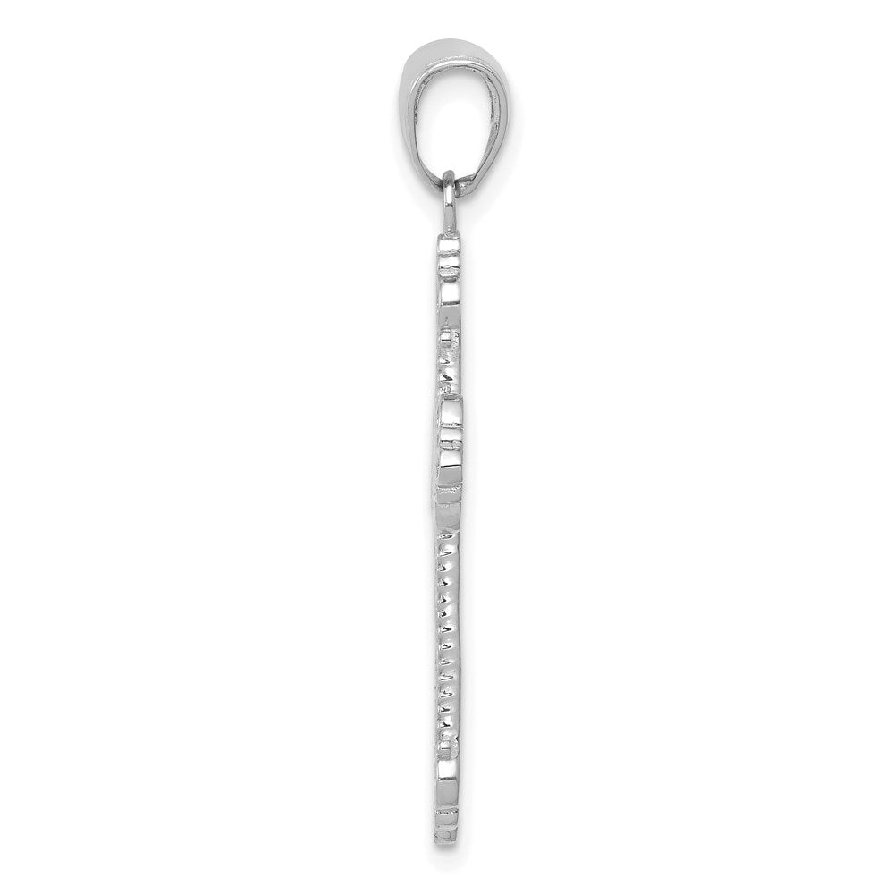 14K White Gold Fleur De Lis Cross Charm