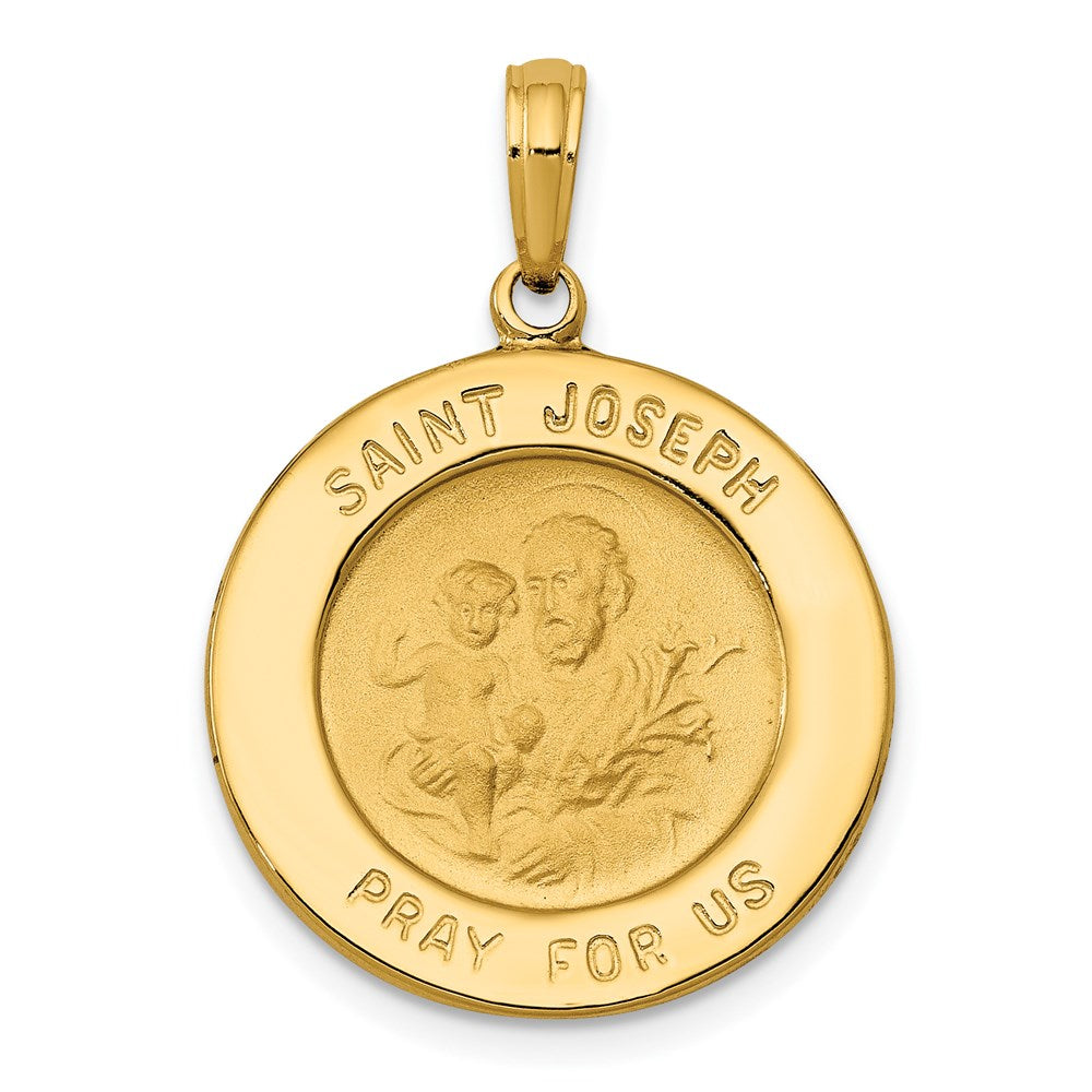 14k Saint Joseph Medal Pendant Polished and Satin-Solid
