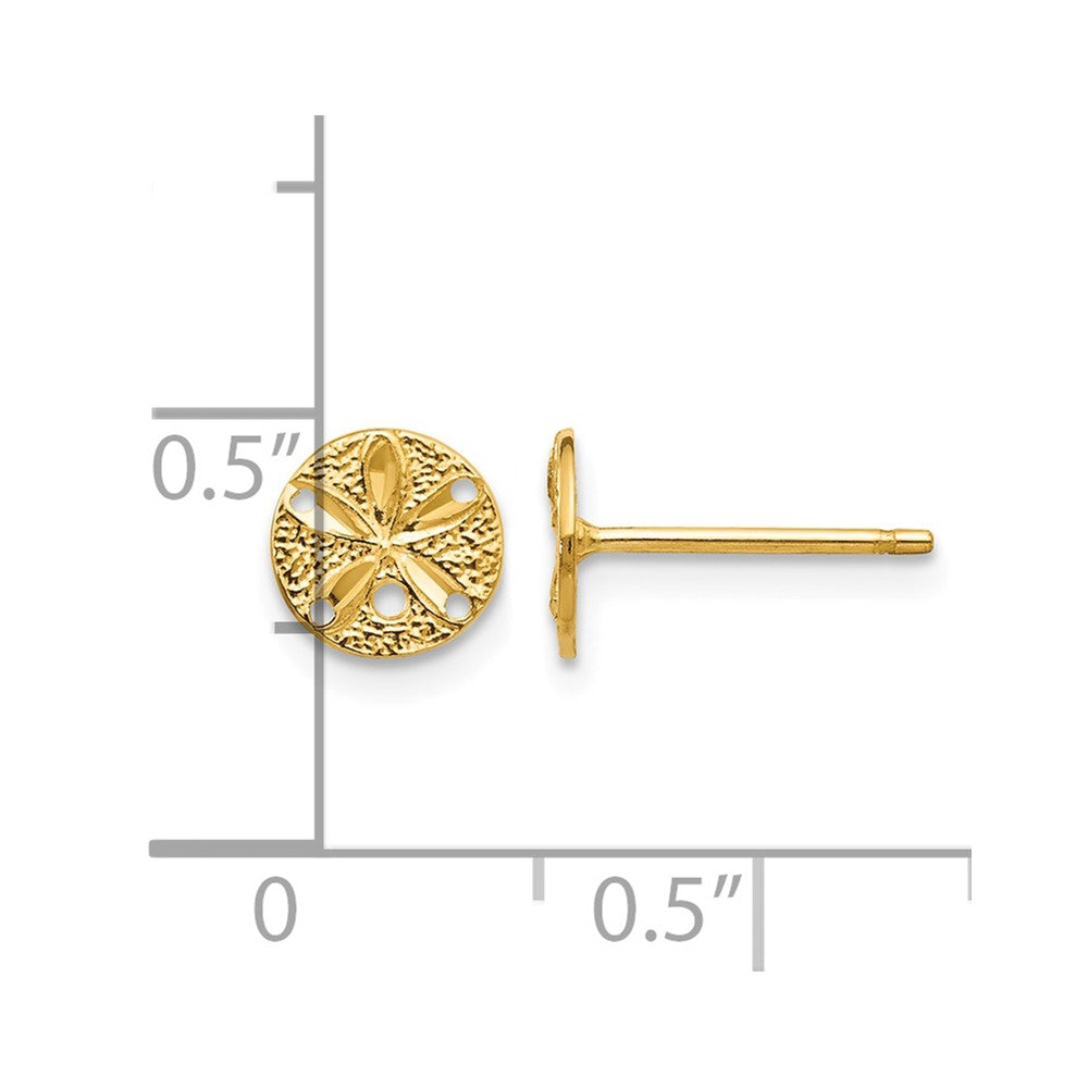 14k Diamond-Cut Sand Dollar Post Earrings