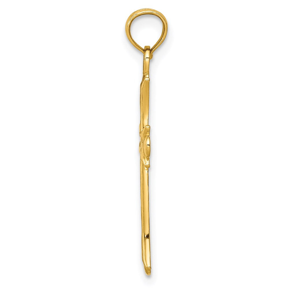 14k Fleur De Lis Cross Pendant