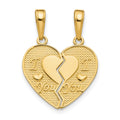 14k I LOVE YOU Break Apart Heart Charm