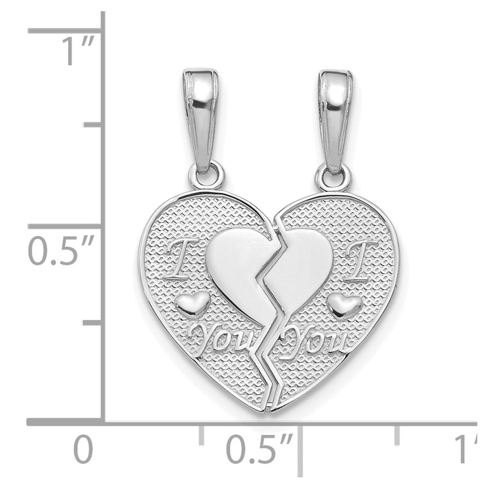 14k White Gold I LOVE YOU Break Apart Heart Charm