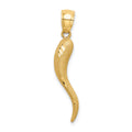 14k Solid Diamond-cut Italian Horn Charm