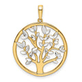 14k and White Rhodium Diamond-cut Tree of Life Pendant
