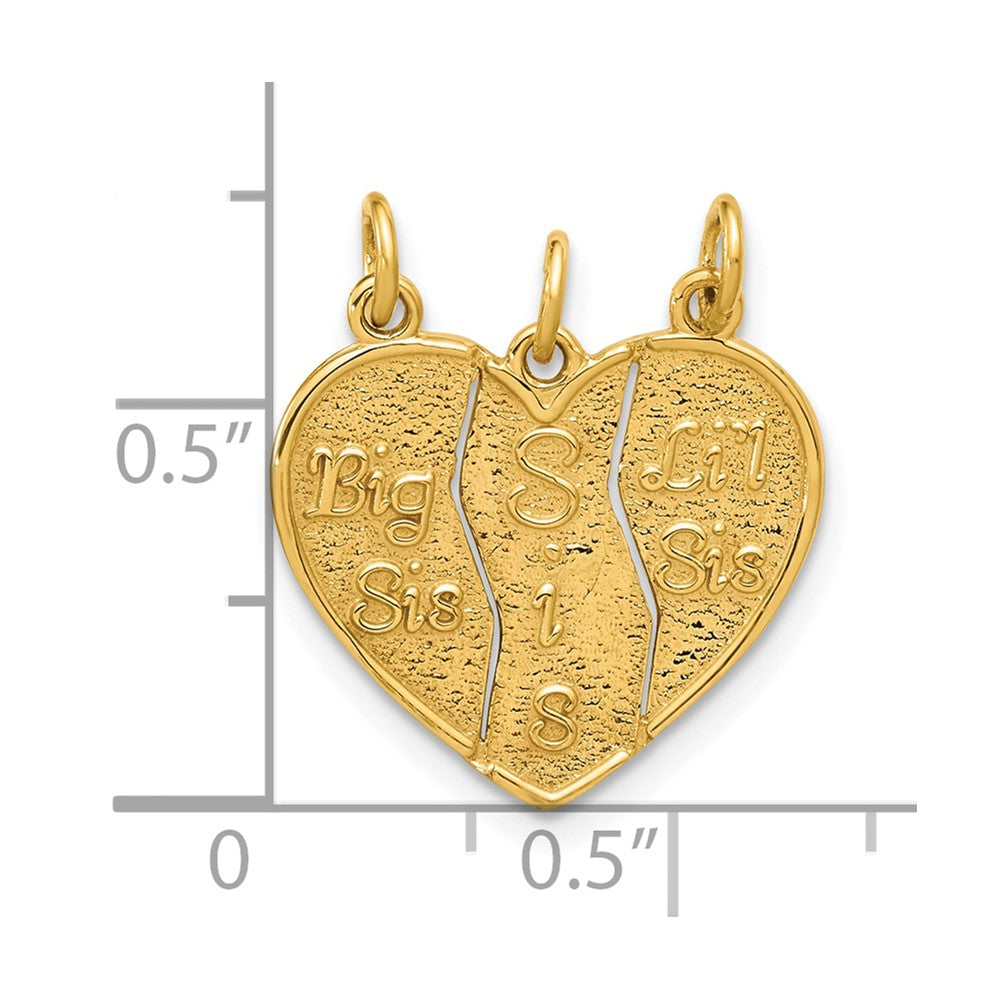 14k 3-piece Break-apart BIG SIS-SIS-LIL SIS Charm