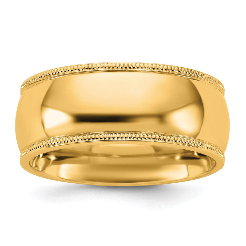 14KY 8mm Milgrain Comfort Fit Band