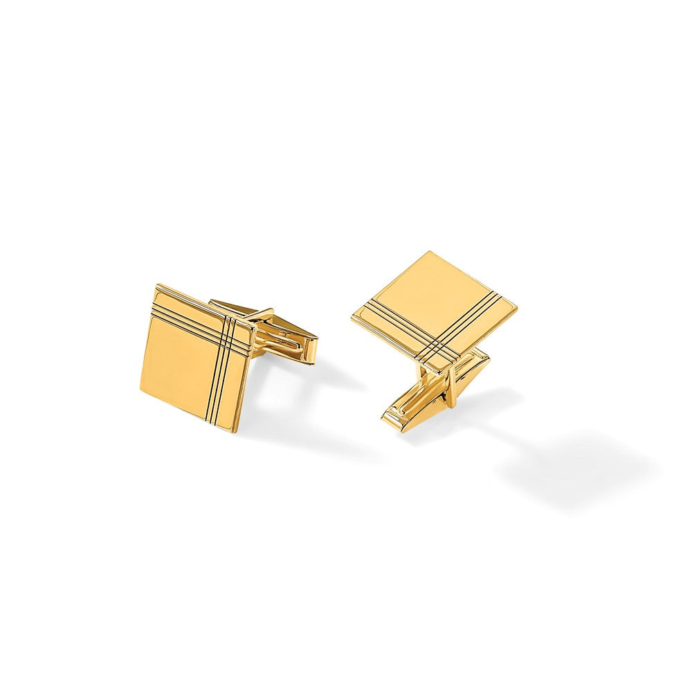 14k Men's Square w/Line Design Cuff Links