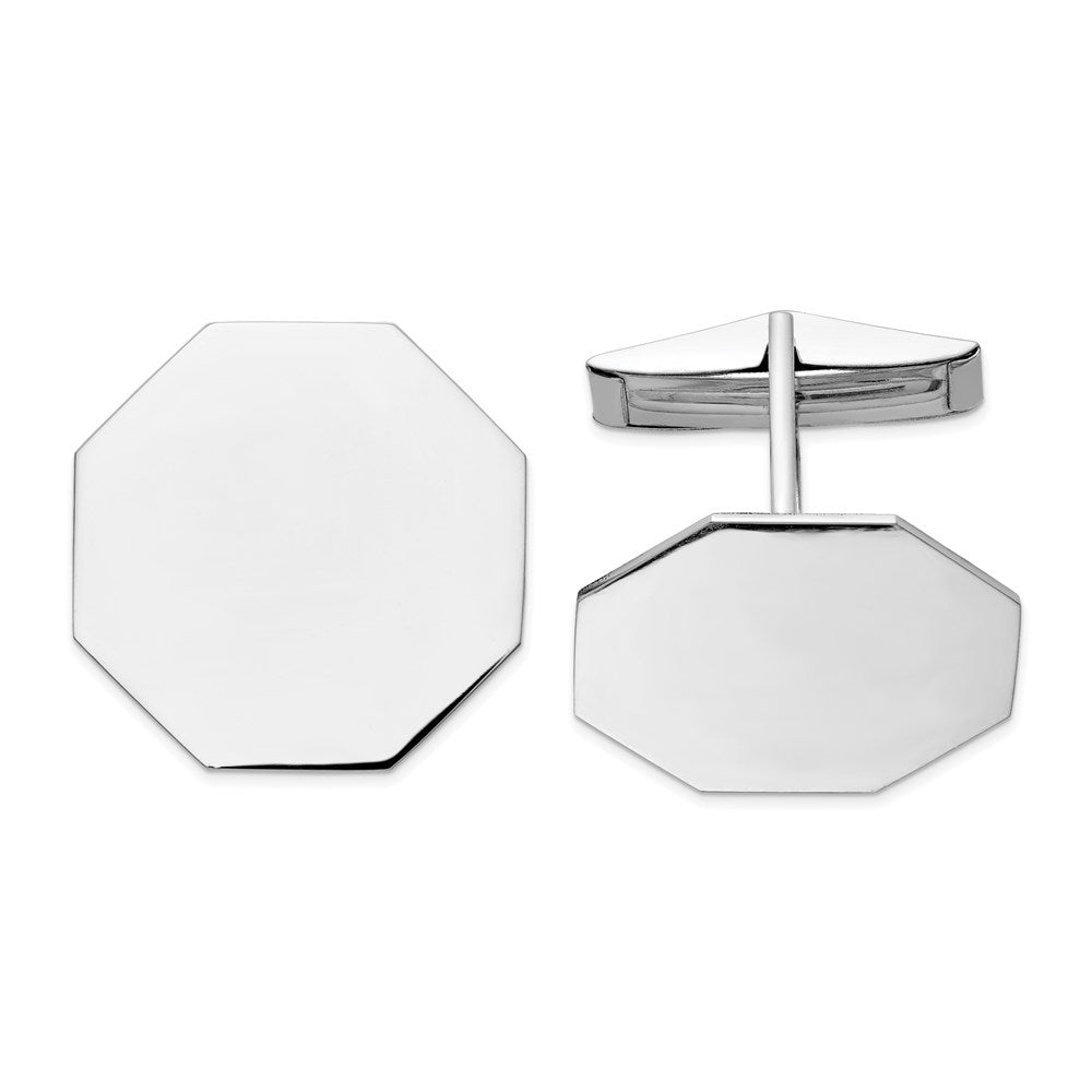 14K WG Men's Octagonal Cuff Links